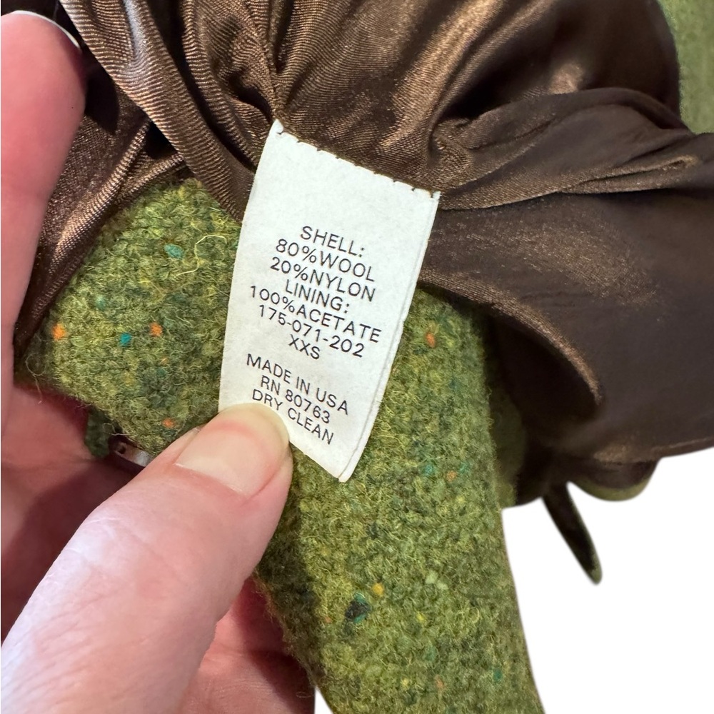 Women's mods international wool Green Double-Breasted Coat - Picture 4 of 5